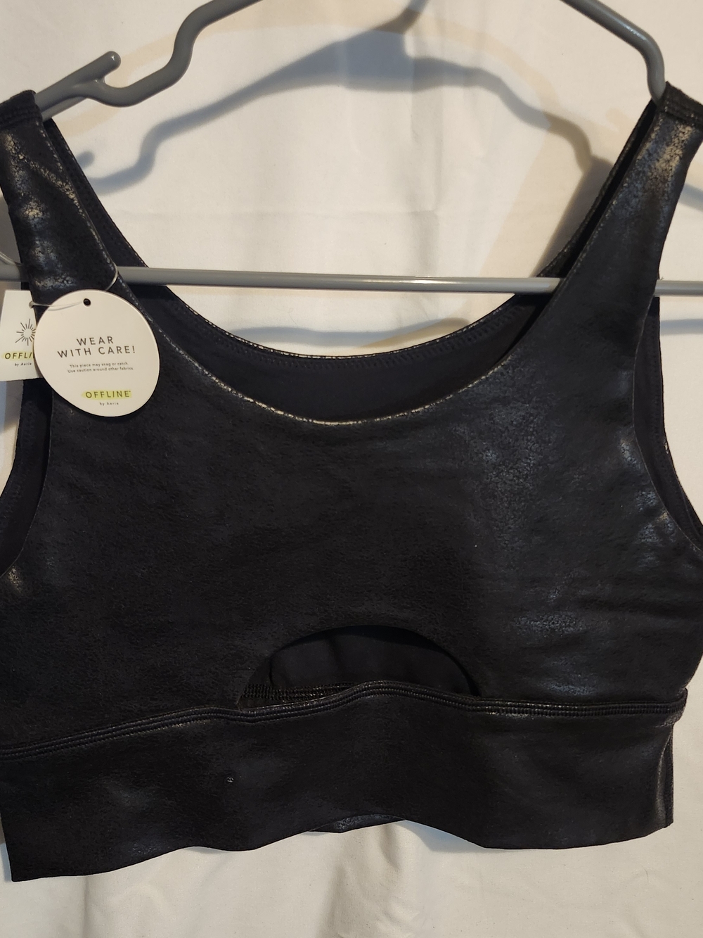 Offline Black Faux-Leather Crop Tank Top